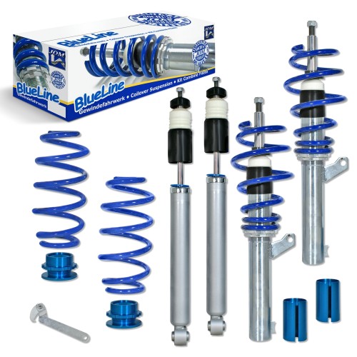 Suspension combiné fileté BlueLine Réglables - Amortisseurs filetés - Tuning Kit Complet - Qualité Allemande approprié pour Compatible av. A3 8P 1.2TFSi/ 1.4TFSi/ 1.6/ 1.8TFSi/ 2.0/ 2.0T/ DSG/ 1.9TDi Ø 50/55 mm!! Sans Quattro, Tuning Kit Complet - Qualité