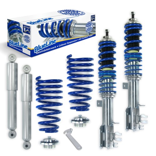 Suspension combiné fileté BlueLine Réglables - Amortisseurs filetés - Tuning Kit Complet - Qualité Allemande approprié pour Ford KA (RU8) 1.2/ 1.3 TDCi, 08-, Tuning Kit Complet - Qualité Allemande