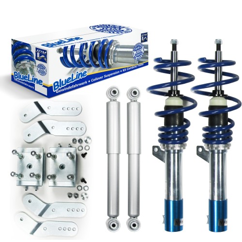 Suspension combiné fileté BlueLine Réglables - Amortisseurs filetés - Tuning Kit Complet - Qualité Allemande approprié pour Compatible av. Caddy 3 (2KA/2KB) 1.9TDi DSG/ 2.0TDi/ DSG i NON pour 4-Motion, Ø 50/55 mm, 04-, Tuning Kit Complet - Qualité Alleman