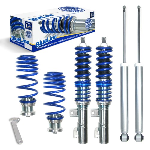 Suspension combiné fileté BlueLine Réglables - Amortisseurs filetés - Tuning Kit Complet - Qualité Allemande approprié pour Skoda Octavia RS (1U) 1.8 NON Allrad, 5.01-,  Tuning Kit Complet - Qualité Allemande