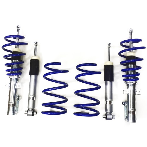 Kit Suspension Combiné Fileté Blueline Réglable en Hauteur - Amortisseurs et Ressorts Avant et Arrière approprié pour Volvo V70 (S/J) 03/2000-07/2007, à traction avant